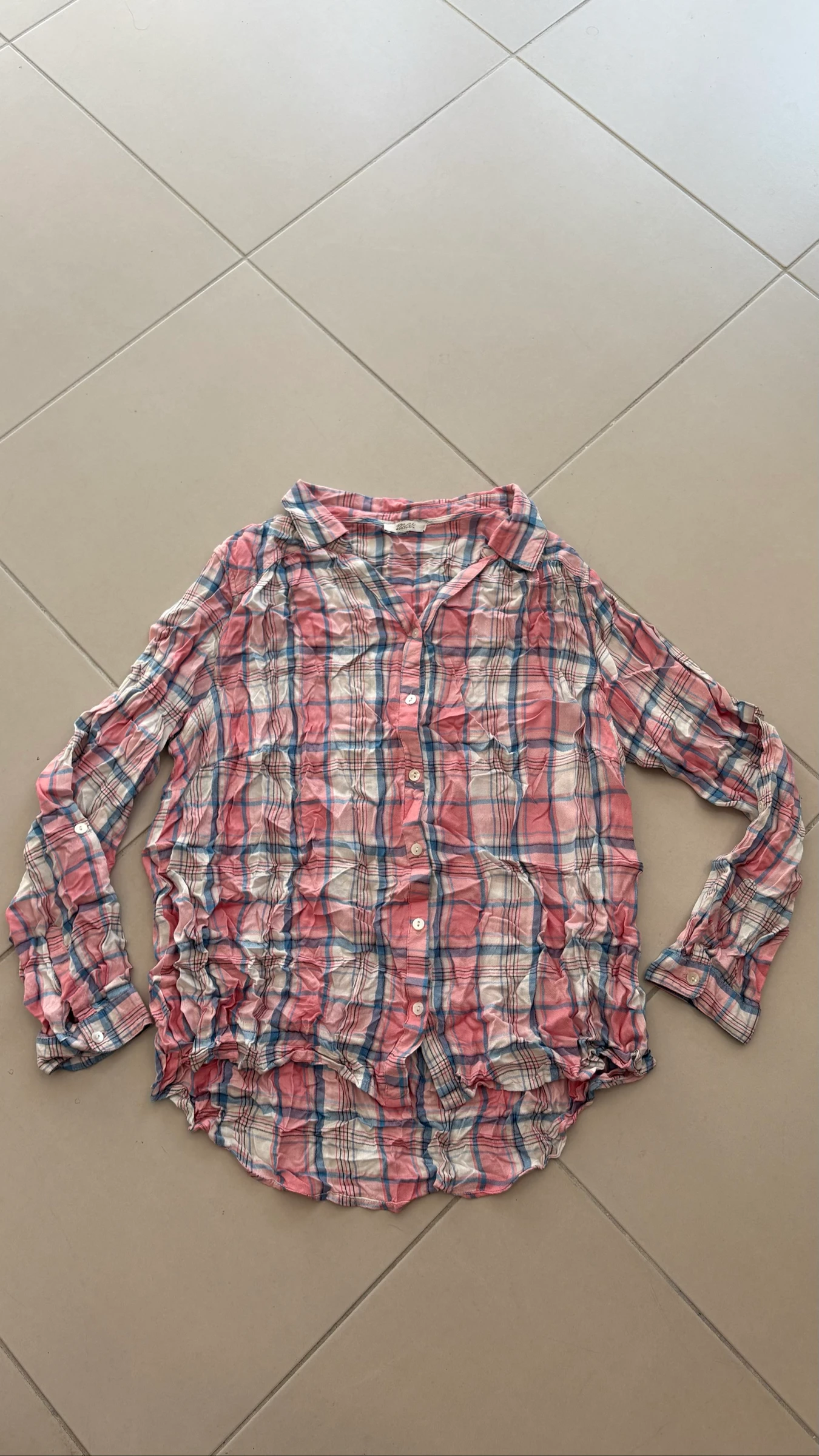 Chemise à carreau manches longues S femme